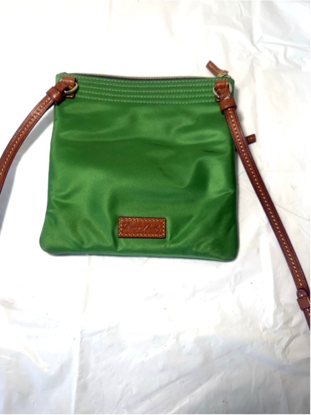 Dooney & Bourke Green Nylon North South Triple Zip Shoulder Crossbody Bag Purse